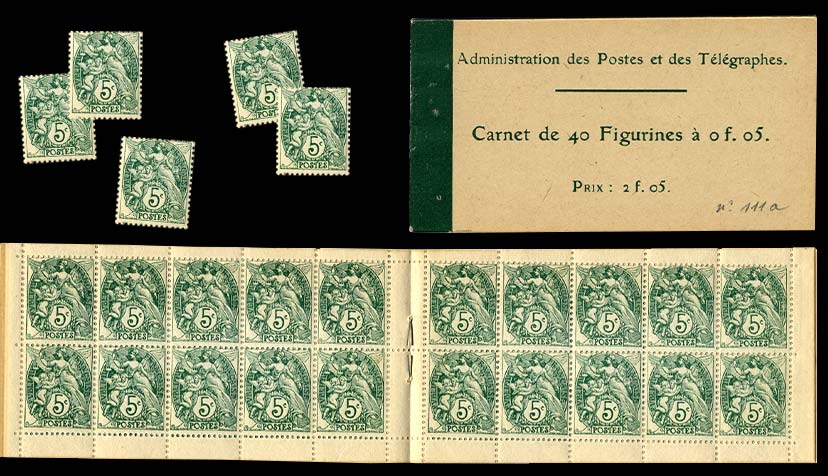 Carnet de 40 timbres-poste 1906-1910 (couverture et intérieur)