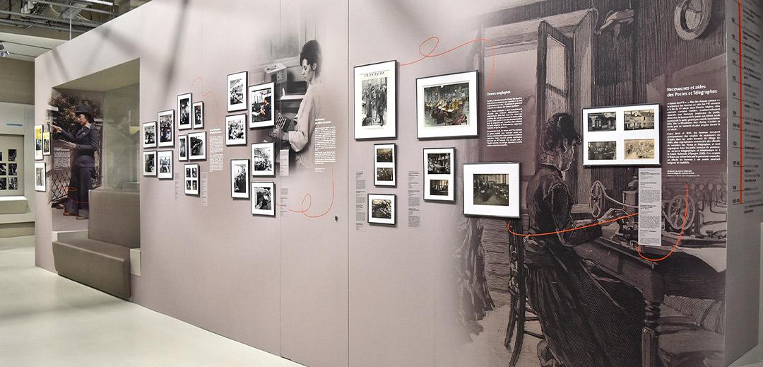 Photo de la partie de l'exposition permanente consacrée au travail des femmes dans les postes et télécommunications.